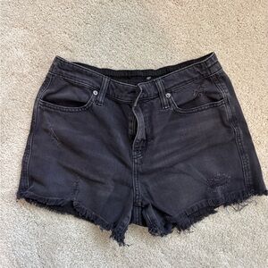 Aerie Black Distressed Jean Shorts